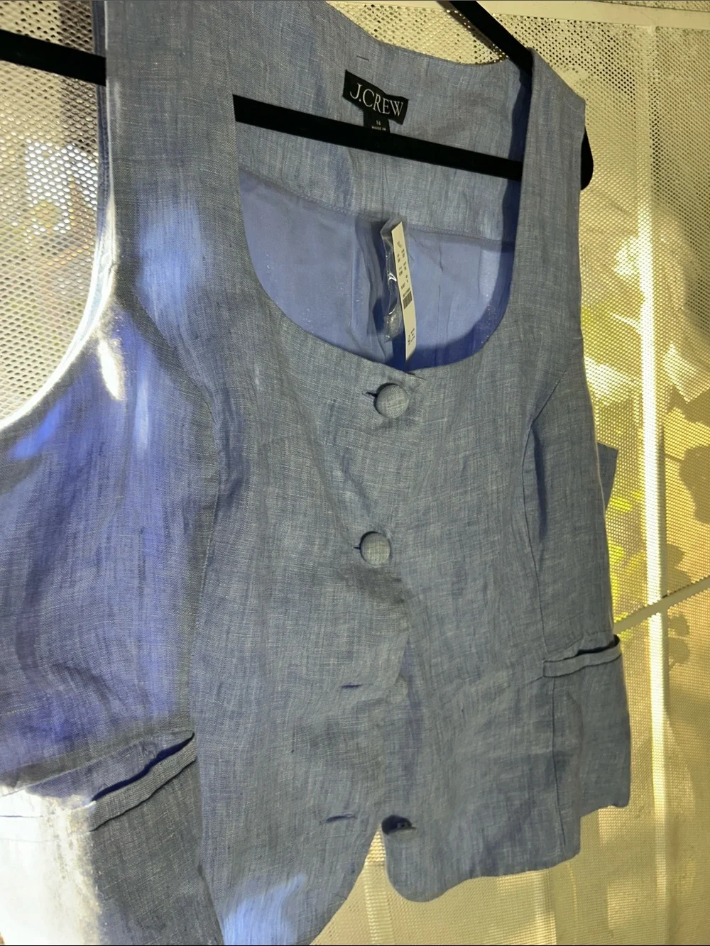 J. Crew Powder Blue Linen Button-Front Vest